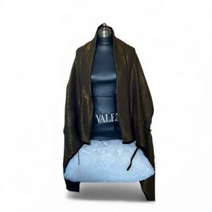 HANDCRAFTED 100% silk pleated shawl jacket by me NWT of my own tags olive green